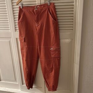 Rachel Paige Mauve Cargo Pants Y2K Elastic at the Ankles Stretchy Gorpcore